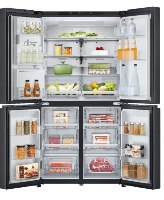 מקרר 4 דלתות מקפיא תחתון 842 ליטר LG GR-930BDIS עם קיוסק אוטומטי למים/קרח והתקן שבת מובנה - גימור ני