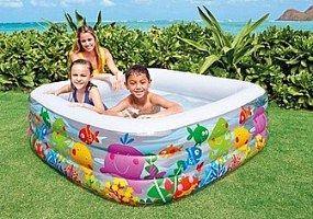 בריכה מתנפחת מרובעת דגם אקווריום INTEX 57471