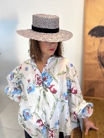 כובע רחב שוליים בצבע אפור  - black boater - MELANIA TRUMP INAUGURATION HAT
