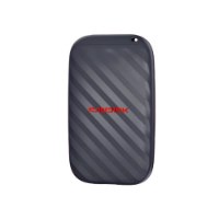 כונן SSD נייד SanDisk E10 1TB – USB-C כונן אחד בצבע אפור כהה עם פסים אלכסוניים ולוגו SanDisk אדום על רקע