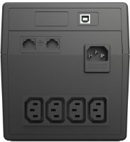 אל פסק אינטראקטיבי Armor Line 1000VA/600W – מבט אחורי על חיבורים: יציאות חשמל, USB, וחיבורי רשת