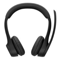 אוזניות אלחוטיות Logitech Zone 305 Bluetooth – דיבורית שחורה עם קשת ומיקרופון בום במבט קדמי