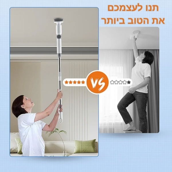מברשת קרצוף ניקוי אלחוטית מתכוננת עם מוט טלסקופי CleanGO (3)