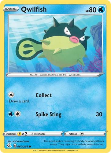 קלף בודד single פוקימון - qwilfish - Fusion Strike - 060/264