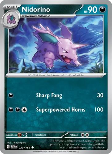 קלף בודד single פוקימון - nidorino - 151 - 033/165
