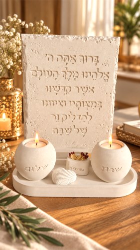 סט הדלקת נרות גדול לשבת דגם רחל