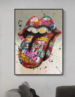 "Graffiti Lips" תמונת גרפיטי מעוצבת מודפסת על קנבס פרימיום | הדפס מתוח מוכן לתליה