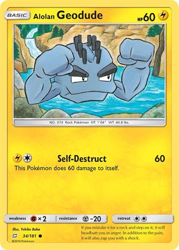 קלף בודד single פוקימון - alolan geodude - Team Up - 34/181
