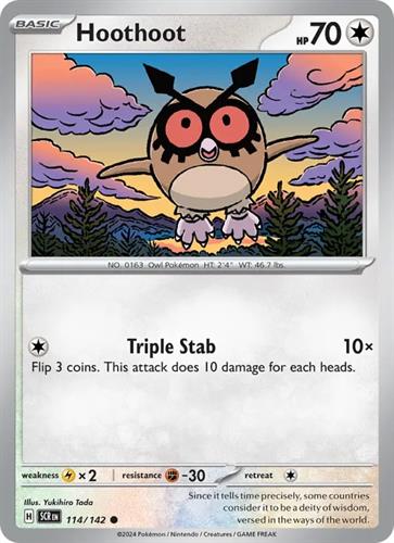 קלף בודד single פוקימון - hoothoot - Stellar Crown - 114/142