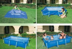 בריכת עמודים מלבנית כחולה | 260X160X65 סמ| מקט 28271| INTEX | קפיץ קפוץ