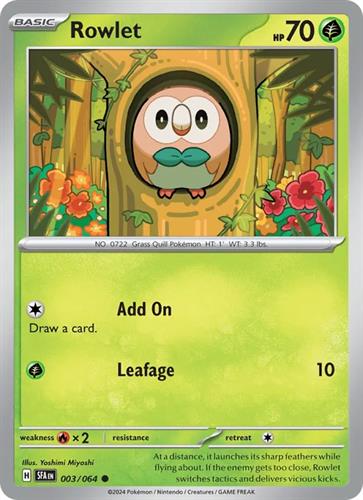 קלף בודד single פוקימון - rowlet - Shrouded Fable - 003/064