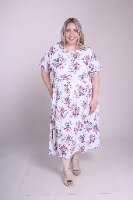 שמלת בריטני מודפסת פרחוני לבן