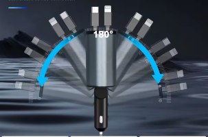 4 ב 1 מטען מהיר 120W לרכב עם כבלים נישלפים מתאים לאייפון ואנדרואיד
