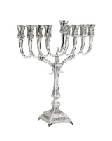 חנוכיה מכסף טהור - דגם מדריד ליבני ריקוע  (L)