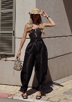 Black Taffeta Balloon Tie Pants