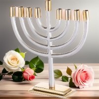 חנוכייה לנרות אלומיניום מהודרת עם קנים זהב