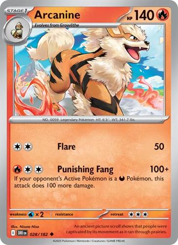 קלף בודד single פוקימון - arcanine - Destined Rivals - 028/182