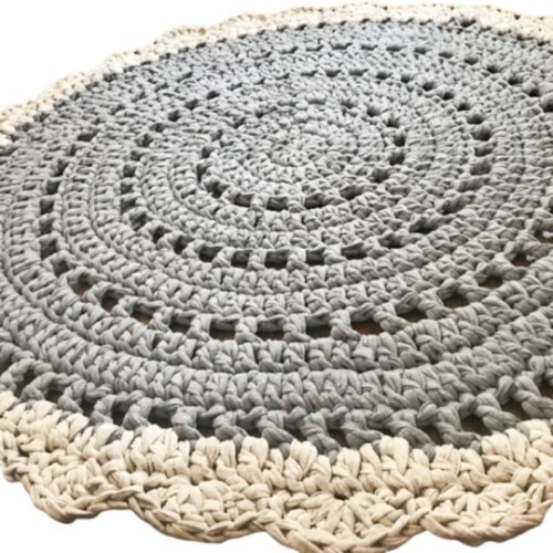 שטיח עגול דוגמת  וינטאג' בשילוב גווני האפור