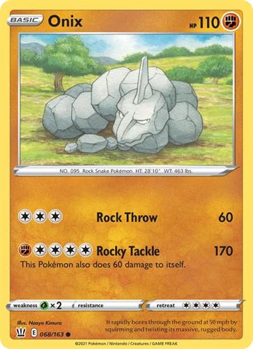 קלף בודד single פוקימון - onix - Battle Styles - 068/163