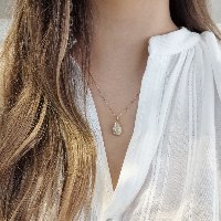 שרשרת יהלומים פאווה בצורת טיפה משובצת יהלומים 0.55 קראט זהב 14 קרט