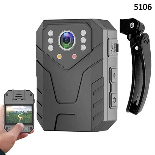 מצלמת גוף 1920/1080HD מסך 2.0" כרטיס 32GB כלול, תאורת לילה, וידאו+סטילס, תופסן למדים, עמיד בגשם 5106