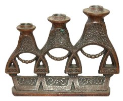 פמוט משולש מטריושקה, וינטאג' שנות ה- 70 עשוי מתכת, ברית המועצות