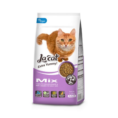 2 שקי מזון יבש לחתולים לה קט 7.2 קג בטעם מיקס (עוף כבד ודגים) -LA CAT MIX 7.2 KG