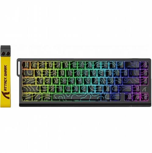 מקלדת גיימינג Attack Shark X68HE Side Printed שחור טופוגרפי - ללא חריטה בעברית