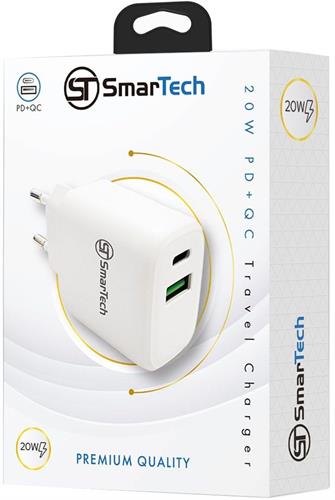 מטען קיר PD+QC 20W GaN - דגם STTC20W - פתרון טעינה מושלם מבית SmarTech