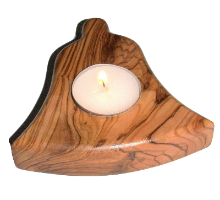 פמוט עשוי עץ זית בצורת פעמון