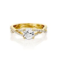 טבעת אירוסין זהב צהוב 14 קראט משובצת יהלומים INFINITY