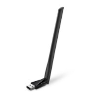 מתאם רשת אלחוטי Mercusys MA30H AC1300 Wireless – פריט בודד בצבע שחור עם מחבר USB ואנטנה מוטה כלפי מעלה על רקע לבן