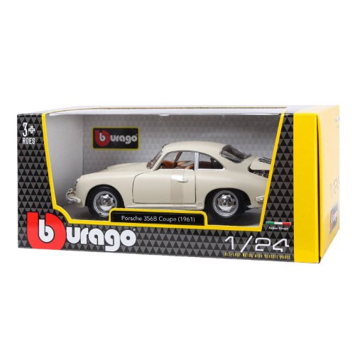 דגם מכונית בוראגו פורשה 356B קופה לבנה Bburago Porsche 356B Coupe 1961 1/24