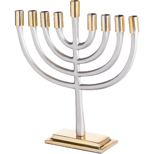 חנוכייה לנרות אלומיניום מהודרת עם קנים זהב