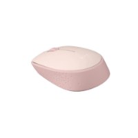 עכבר אלחוטי ורוד Logitech M171 Retail – פריט בודד של עכבר ורוד המונח בזווית על רקע לבן עם 2 4GHz