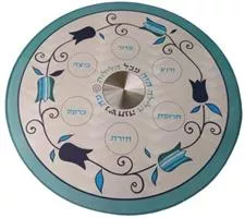 סט צלחת מסתובבת, תחתית לסיר וראנר דגם טוליפ כחול
