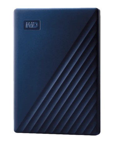 כונן קשיח חיצוני צבע כחול Western Digital My Passport Ultra for Mac 4TB – פריט בודד בצבע כחול כהה עם לוגו WD