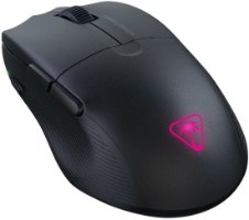 עכבר גיימינג אלחוטי Turtle Beach Pure Air – מבט מלמעלה על עכבר שחור עם לוגו ורוד זוהר