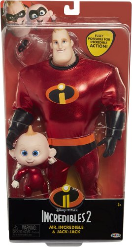 בובה משפחת סופר-על 2 מר סופר-על וג'ק-ג'ק Disney Pixar Incredibles 2: Mr. Incredible & Jack-Jack