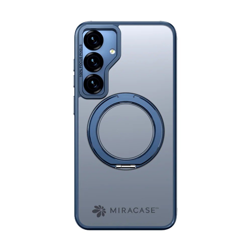 כיסוי כחול עבור Miracase Miraring Samsung S25 Plus – אלחוטית כיסוי טלפון כחול שקוף עם טבעת אחיזה כחולה במרכזו