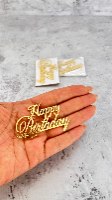 3 יח טופר מיני HAPPY BIRTHDAY (לבנטו/ קאפקייקס/ פריך) -צבע זהב
