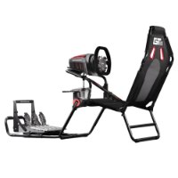 מושב סימולציה מתקפל Next Level Racing Gtlite – סימולטור נהיגה שחור מורכב עם הגה דוושות וידית הילוכים