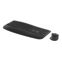 מארז מקלדת ועכבר אלחוטי צבע גרפיט Logitech Signature Comfort Plus Combo MK880 – מקלדת אלחוטית גרפיט עם משענת יד ועכבר ברקע