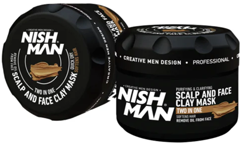 Nishman Scalp & Face Clay Mask 2in1 משלבת כוח של חימר טבעי עם רכיבים מטפחים ליצירת טיפול דואלי: ניקו