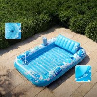 בריכת שיזוף מתנפחת עם כרית ומתקן כוסות דגם AquaSun