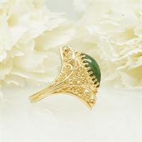 טבעת עם אבן ירוקה אגת מרקיזה וינטאג'