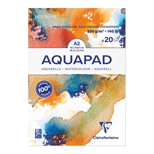 בלוק ציור גולדליין לצבע מים AQUAPAD אקווה פד 20 דף 300ג' A2