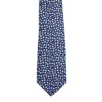 עניבה פרחים קטנים כחול חרדל