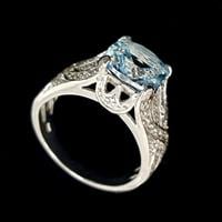 טבעת כסף משובצת טופז כחול ואבני זרקון לבנות RG2430 | תכשיטי כסף 925