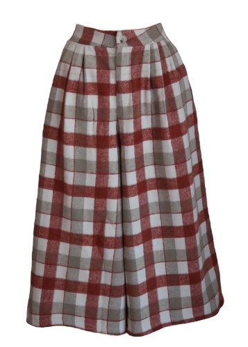 Red Plaid Tailored Midi Pants